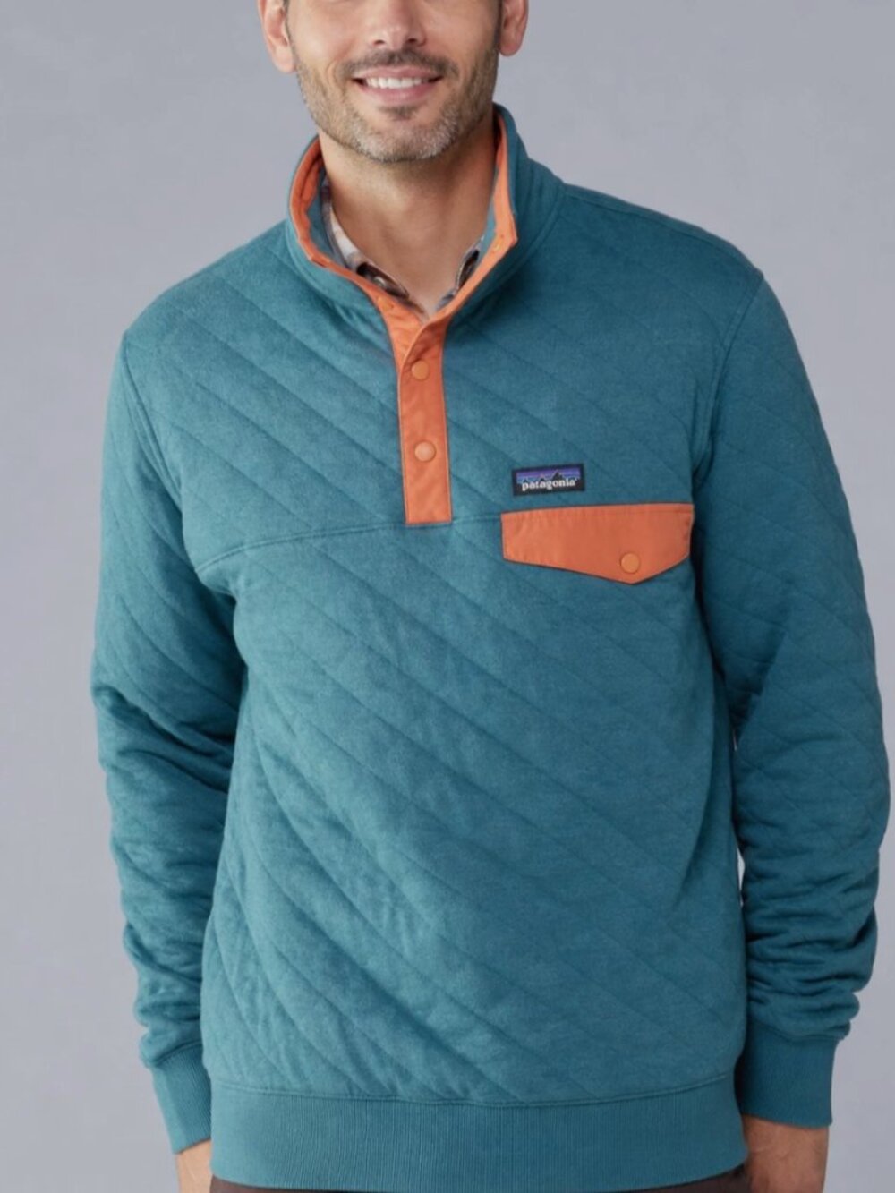 Patagonia Quilt Organic Cotton Snap-T Pullover Sweater Jacket Tasmanian Teal S